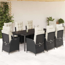 vidaXL Polyrattan Kerti Étkezőgarnitúra - 9 részes - Fekete kerti bútor