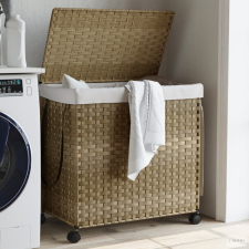 vidaXL Polyrattan szennyeskosár kerekekkel 60x35x60,5 cm bútor