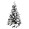 vidaXL PVC/PE karácsonyfa pelyhes hóval és tobozokkal 195 cm (340531)