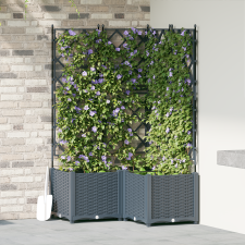 vidaXL Rácsos Kerti Cserép 3 db Világosszürke 80x80x143 cm kerti tárolás