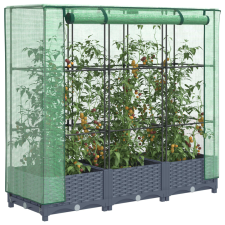 vidaXL rattan megjelenésű magaságyás melegháztakaróval 120x40x123 cm kerti tárolás