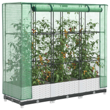 vidaXL rattan megjelenésű magaságyás melegháztakaróval 120x40x123 cm kerti tárolás