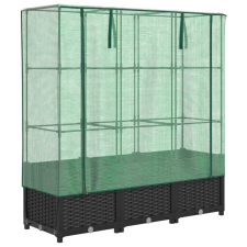 vidaXL rattan megjelenésű magaságyás melegháztakaróval 120x40x138 cm (4015815) kerti tárolás