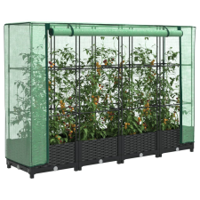vidaXL rattan megjelenésű magaságyás melegháztakaróval 160x40x123 cm kerti tárolás
