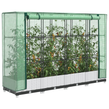 vidaXL rattan megjelenésű magaságyás melegháztakaróval 160x40x123 cm kerti tárolás