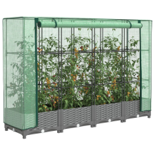 vidaXL rattan megjelenésű magaságyás melegháztakaróval 160x40x123 cm kerti tárolás