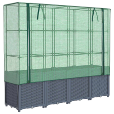 vidaXL rattan megjelenésű magaságyás melegháztakaróval 160x40x153 cm (4015831) kerti tárolás