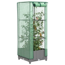 vidaXL rattan megjelenésű magaságyás melegháztakaróval 40x40x123 cm kerti tárolás