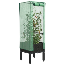 vidaXL rattan megjelenésű magaságyás melegháztakaróval 40x40x140 cm kerti tárolás