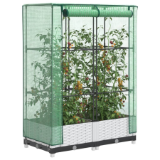 vidaXL rattan megjelenésű magaságyás melegháztakaróval 80x40x123 cm kerti tárolás