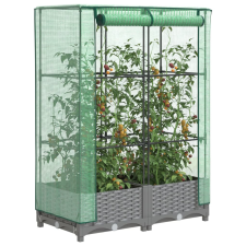 vidaXL rattan megjelenésű magaságyás melegháztakaróval 80x40x123 cm kerti tárolás