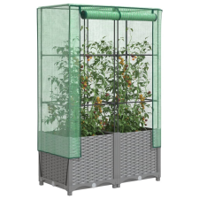 vidaXL rattan megjelenésű magaságyás melegháztakaróval 80x40x138 cm kerti tárolás