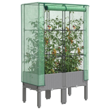 vidaXL rattan megjelenésű magaságyás melegháztakaróval 80x40x140 cm kerti tárolás