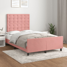 vidaXL rózsaszín bársony ágykeret fejtámlával 120 x 200 cm ágy és ágykellék