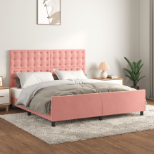 vidaXL rózsaszín bársony ágykeret fejtámlával 160 x 200 cm ágy és ágykellék