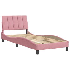 vidaXL rózsaszín bársony ágykeret fejtámlával 90x200 cm (3207830) ágy és ágykellék
