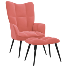 vidaXL rózsaszín bársony pihenőszék lábtartóval bútor