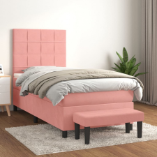 vidaXL Rózsaszín bársony rugós ágy matraccal 100 x 200 cm ágy és ágykellék