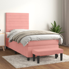 vidaXL rózsaszín bársony rugós ágy matraccal 100 x 200 cm ágy és ágykellék