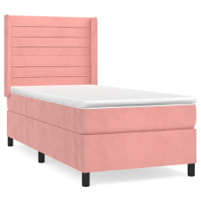 vidaXL rózsaszín bársony rugós ágy matraccal 100 x 200 cm (3132728) ágy és ágykellék
