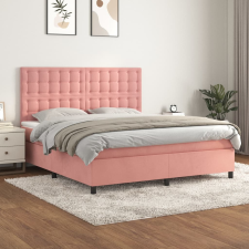 vidaXL rózsaszín bársony rugós ágy matraccal 120 x 200 cm ágy és ágykellék