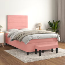vidaXL rózsaszín bársony rugós ágy matraccal 120 x 200 cm ágy és ágykellék