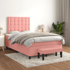 vidaXL rózsaszín bársony rugós ágy matraccal 120 x 200 cm ágy és ágykellék