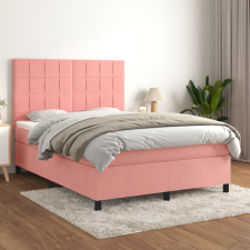 vidaXL Rózsaszín bársony rugós ágy matraccal 140x190 cm ágy és ágykellék