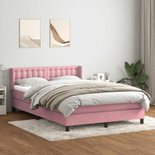 vidaXL rózsaszín bársony rugós ágy matraccal 140x210 cm ágy és ágykellék