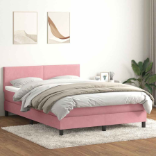 vidaXL rózsaszín bársony rugós ágy matraccal 140x220 cm ágy és ágykellék