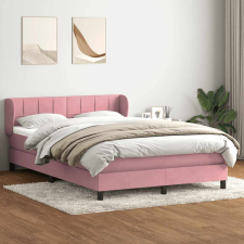 vidaXL rózsaszín bársony rugós ágy matraccal 140x220 cm ágy és ágykellék