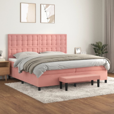 vidaXL rózsaszín bársony rugós ágy matraccal 200x200 cm ágy és ágykellék