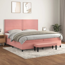 vidaXL rózsaszín bársony rugós ágy matraccal 200x200 cm ágy és ágykellék