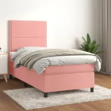 vidaXL rózsaszín bársony rugós ágy matraccal 80 x 200 cm ágy és ágykellék