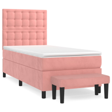 vidaXL rózsaszín bársony rugós ágy matraccal 80 x 200 cm (3138054) ágy és ágykellék