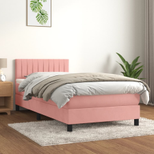 vidaXL rózsaszín bársony rugós ágy matraccal 90 x 200 cm ágy és ágykellék