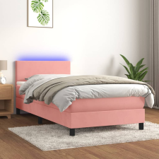 vidaXL rózsaszín bársony rugós és LED-es ágy matraccal 100x200 cm ágy és ágykellék