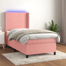 vidaXL rózsaszín bársony rugós és LED-es ágy matraccal 90x200 cm ágy és ágykellék