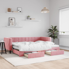 vidaXL rózsaszín kihúzható bársony heverő fiókkal 80 x 200 cm ágy és ágykellék