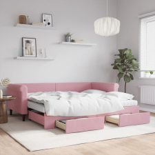 vidaXL rózsaszín kihúzható bársony heverő fiókkal 90 x 200 cm ágy és ágykellék