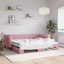 vidaXL rózsaszín kihúzható szövet heverő 90 x 200 cm ágy és ágykellék