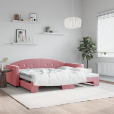 vidaXL rózsaszín kihúzható szövet heverő 90 x 200 cm ágy és ágykellék