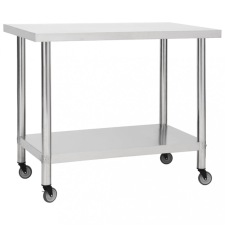 vidaXL rozsdamentes acél konyhai munkaasztal kerekekkel 100x30x85 cm bútor