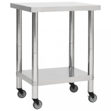 vidaXL rozsdamentes acél konyhai munkaasztal kerekekkel 80x30x85 cm bútor