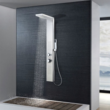 vidaXL Rozsdamentes acél tusoló panel rendszer szögletes kád, zuhanykabin