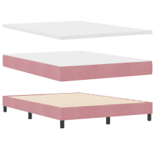 vidaXL Rugós Ágy Matrac Ezüst Rózsaszín 160x200 cm Velúr (3340345) ágy és ágykellék