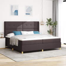 vidaXL Rugós ágy matraccal Sötétbarna 200x200 cm Szövet ágy és ágykellék