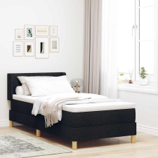 vidaXL Rugós Ágy matracmal fejtámlával Fekete 90 x 200 cm szövet ágy és ágykellék