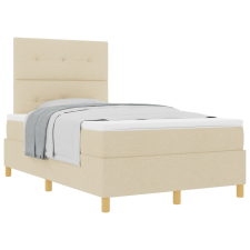 vidaXL Rugós Ágy Mattal Krém 120x200 cm Szövet (3339614) ágy és ágykellék