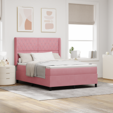 vidaXL Rugós Ágy Mattal Rózsaszín 160x200 cm Bársony ágy és ágykellék
